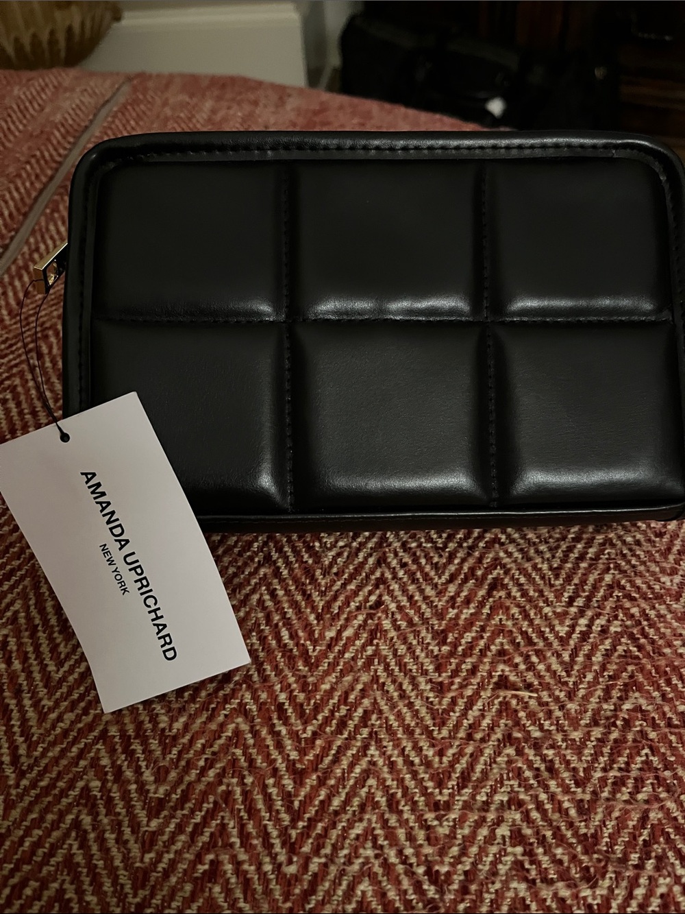 Amanda Uprichard Black Quilted Zip-Around Wallet